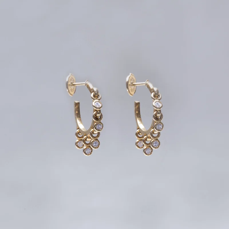 ladies earrings work-18ct Gold Multi Disc Diamond Hoop Earrings