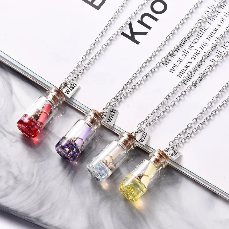 ladies necklaces platinum-Bottle Vial Necklace Pendant