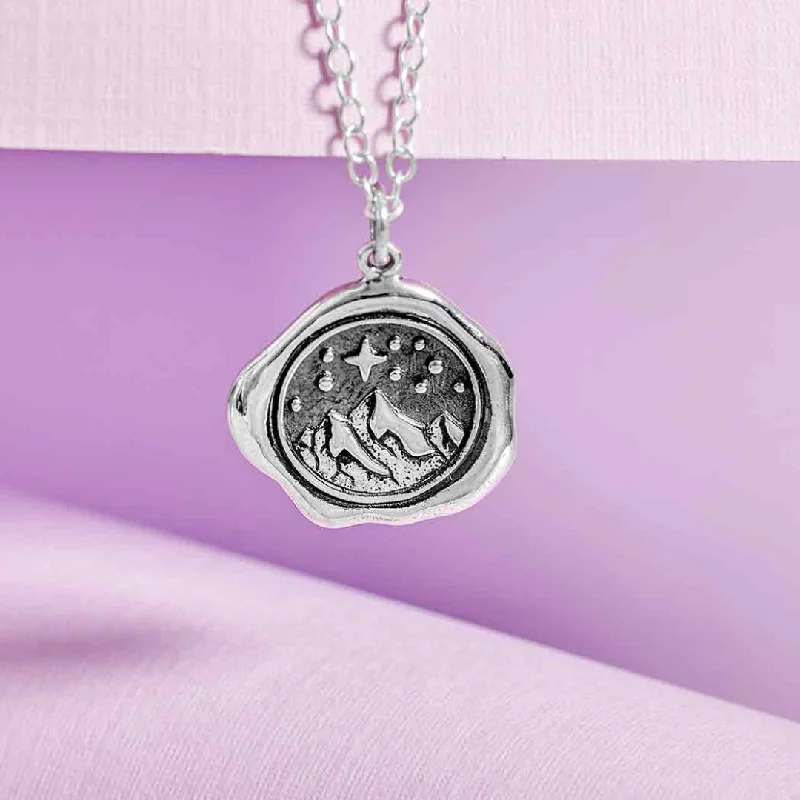 ladies necklaces wave-Wax Seal Mountain Necklace