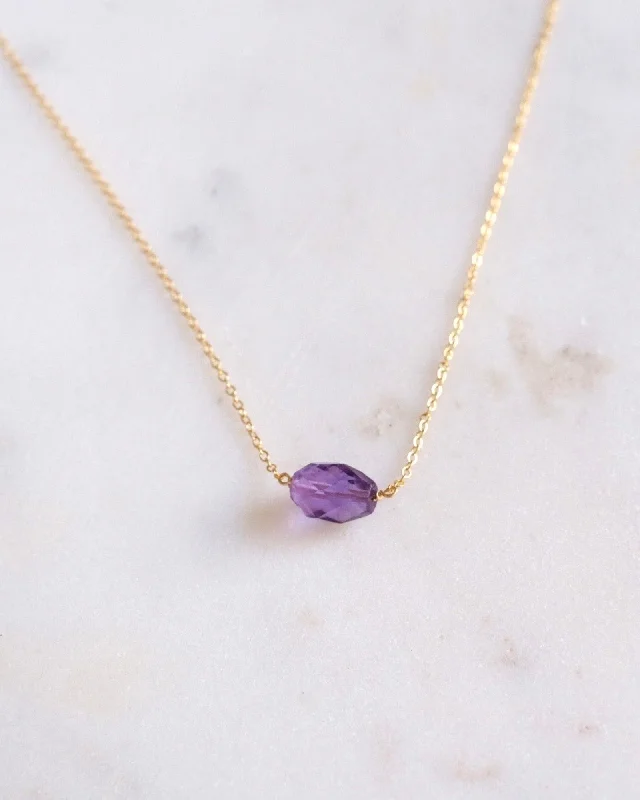 ladies necklaces harmony-Amethyst One Point Necklace