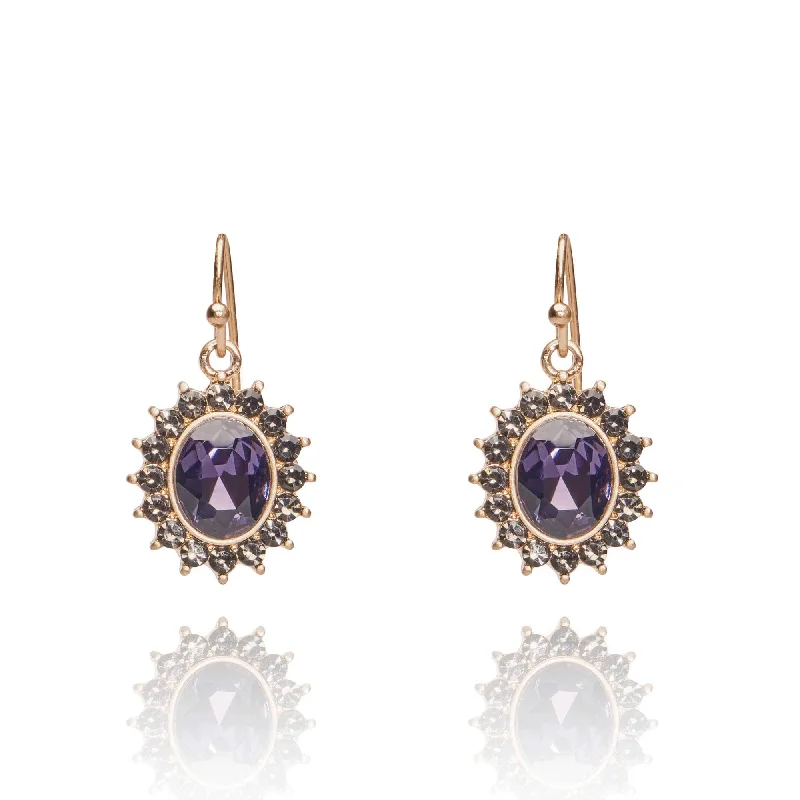 ladies earrings gothic-Amethyst Drop Earrings: Regency Style Drop Earrings