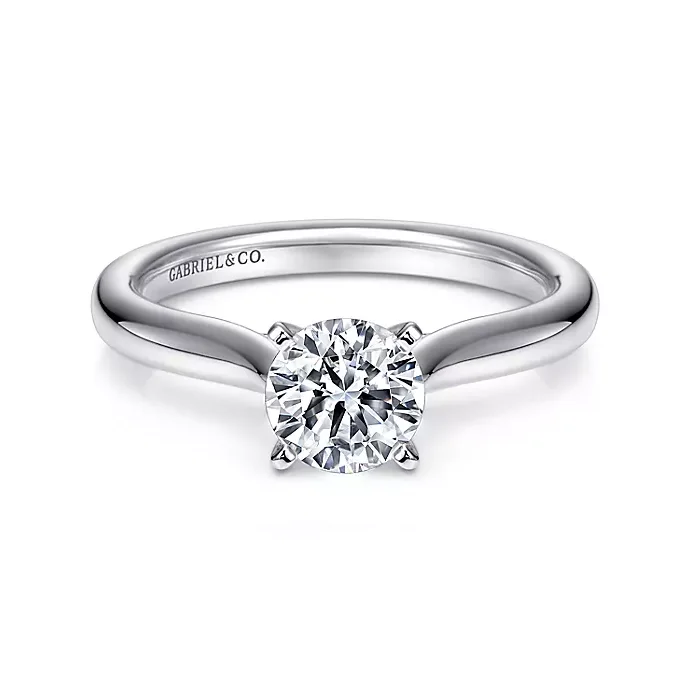 ladies engagement rings bridesmaid-Lauren - 14K White Gold Round Diamond Engagement Ring