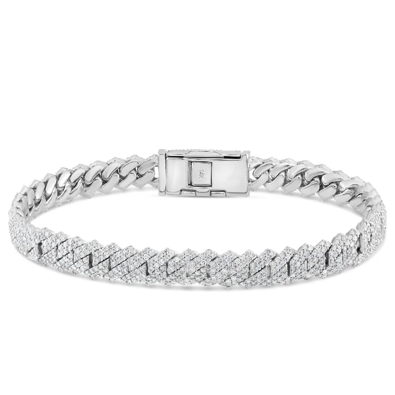 Ladies bracelets empire shine -14K White Gold 5.79ct 8mm Mini Diamond Cuban Bracelet