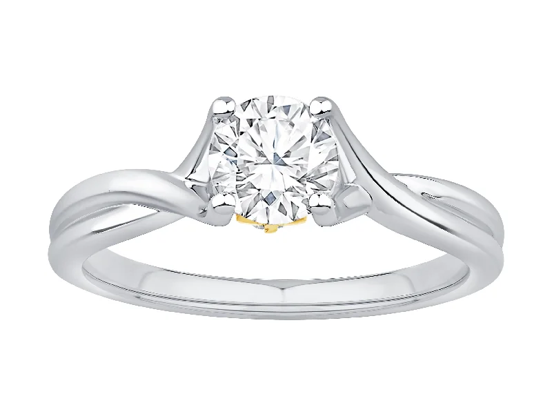 ladies engagement rings mid century-14K White And Yellow Gold Diamond Engagement Ring (.78ctw)