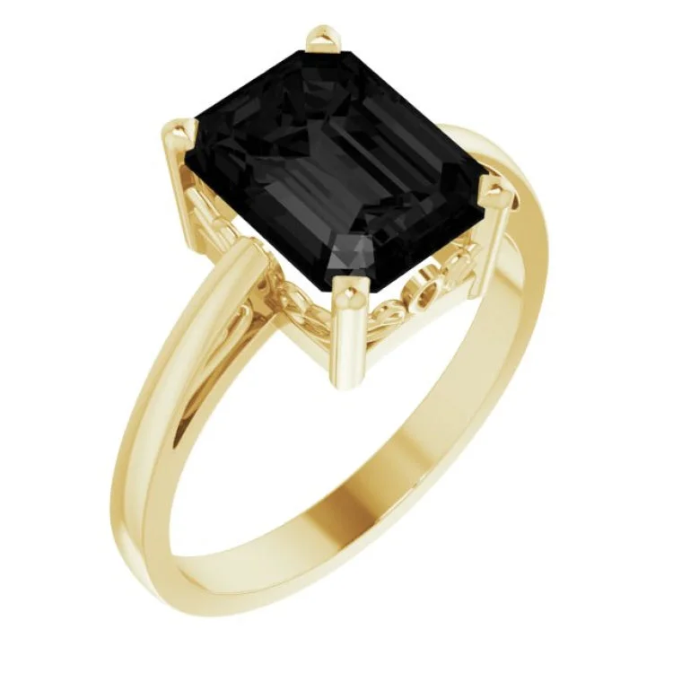 Ladies rings amethyst glow -14K Yellow Natural Onyx Scroll SettingÂ® Ring