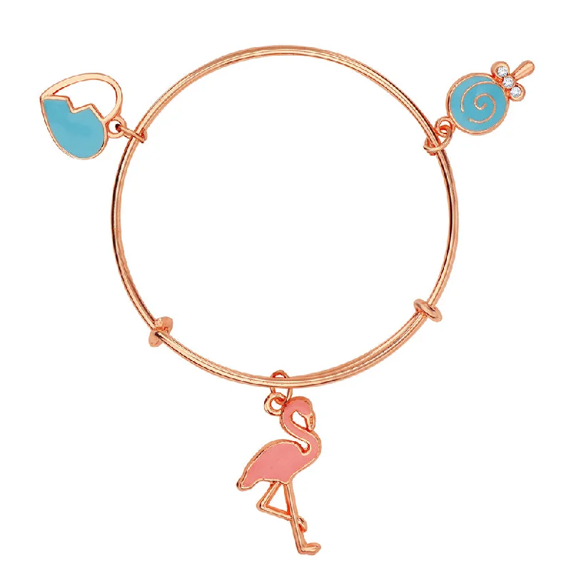 Ladies bracelets hand charm -Mahi Heart & Swan Shaped Colorful Enamel Work Charms Kids Bracelets for Kids(BRK1100814Z)