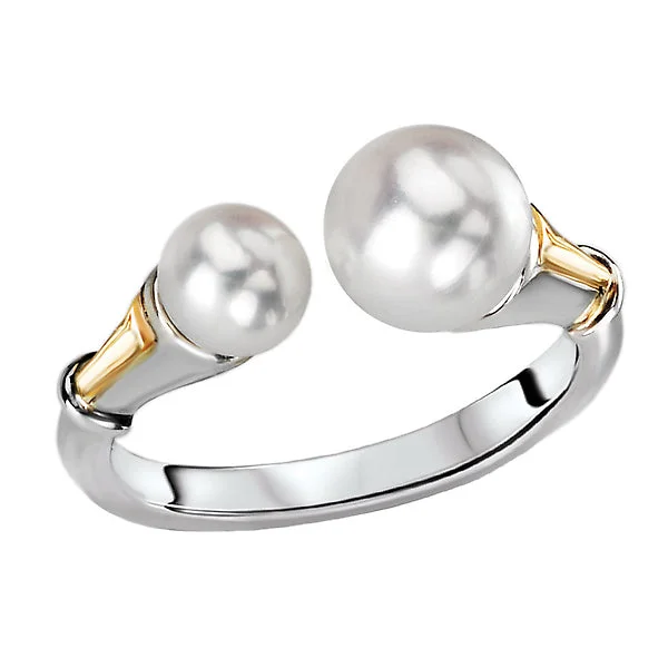 Ladies rings luxury glow -Ladies Fashion Freshwater Pearl Two-Tone Ring