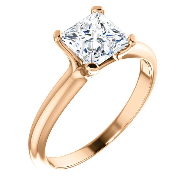 ladies engagement rings tension-14K Rose Princess Cut Solitaire Engagement Ring 122005:1008:P