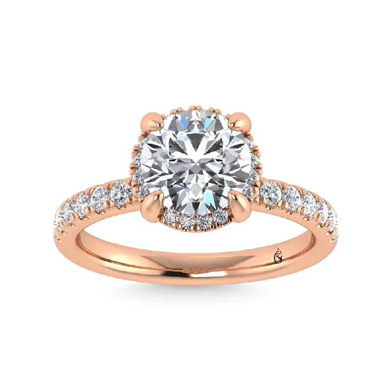 ladies engagement rings lightweight design-14K Rose Gold Lab Grown Diamond 2 1/2 Ct.Tw. Round Shape Engagement Ring