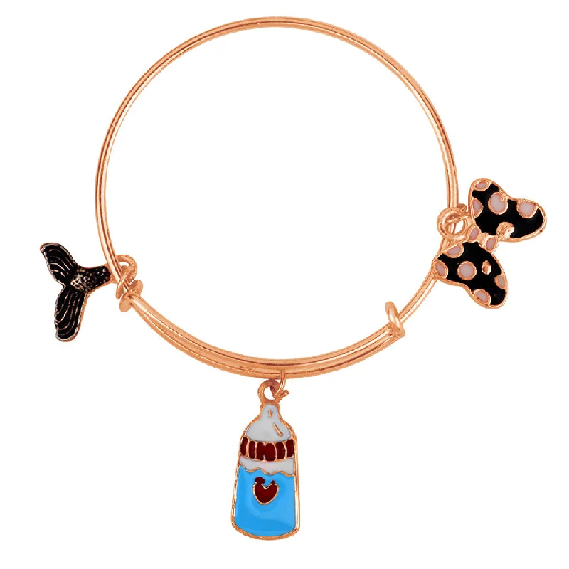 Ladies bracelets pledge radiance -Mahi Rose Gold Plated Butterfly & Fish Tell Shaped Enamel Work Charms Kids Bracelets for Girls (BRK1100971Z)