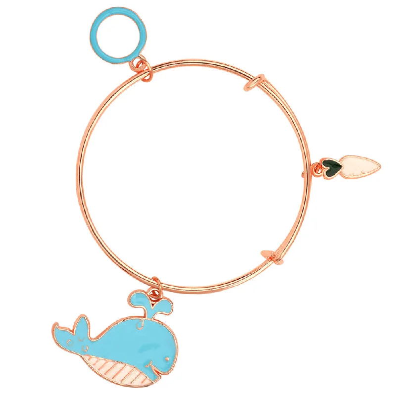 Ladies bracelets sea glow -Mahi Raddish & Fish Shaped Rose Gold Plated Enamel Work Charms Bracelet for Kids (BRK1100843Z)