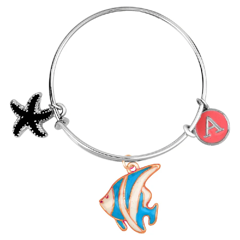 Ladies bracelets lush glow -Mahi A Letter Fish & Star Fish Shaped Enamel Work Charms Kids Bracelets for Kids (BRK1100958M)