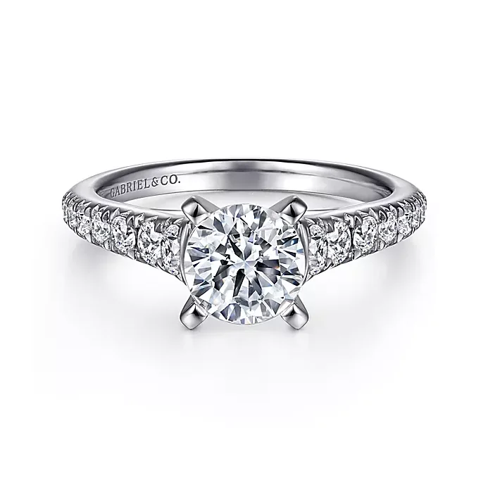 ladies engagement rings showstopper-Bridget - 14K White Gold Round Diamond Engagement Ring