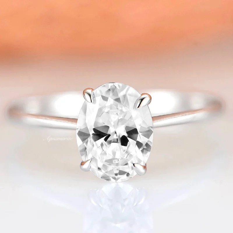 ladies engagement rings meaningful-2CT Moissanite Engagement Ring- 14K White Gold