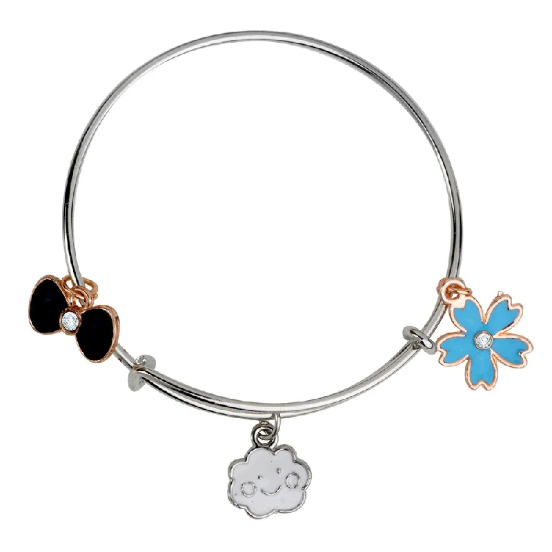 Ladies bracelets vivid radiance -Mahi Cloud Boo & Floral Shaped Enamel Work Charms Kids Bracelets for Girls (BRK1100951M)