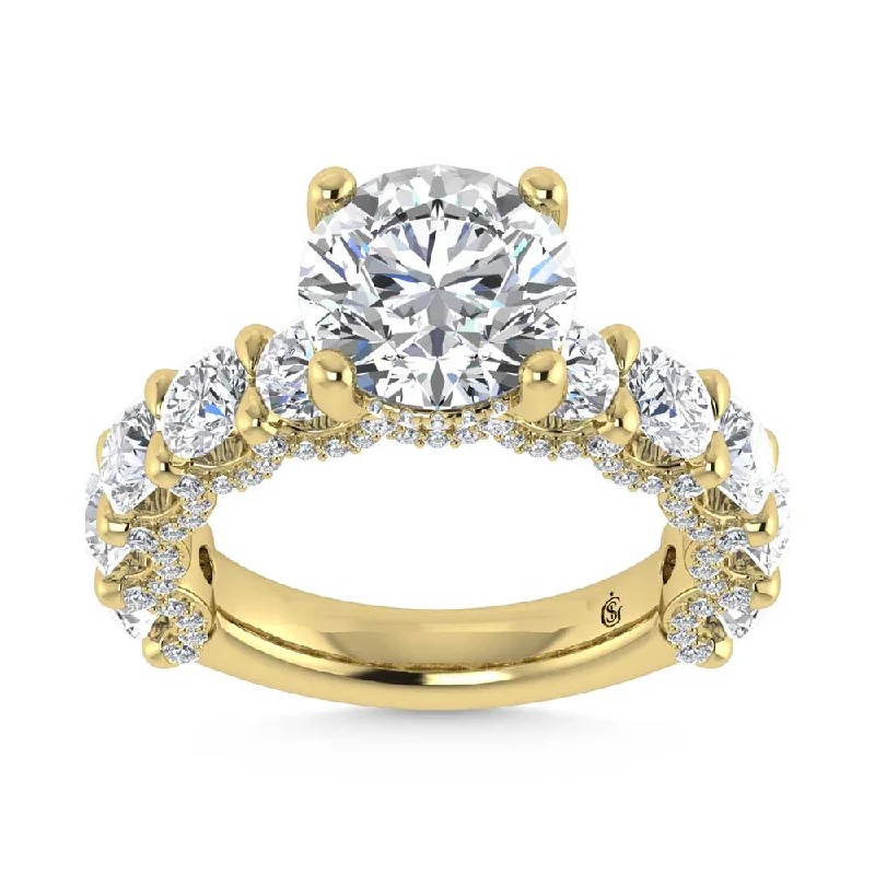 ladies engagement rings 1950s-14K Yellow Gold Lab Grown Diamond 10 Ct.Tw. Engagement Ring (7ct Round Center)