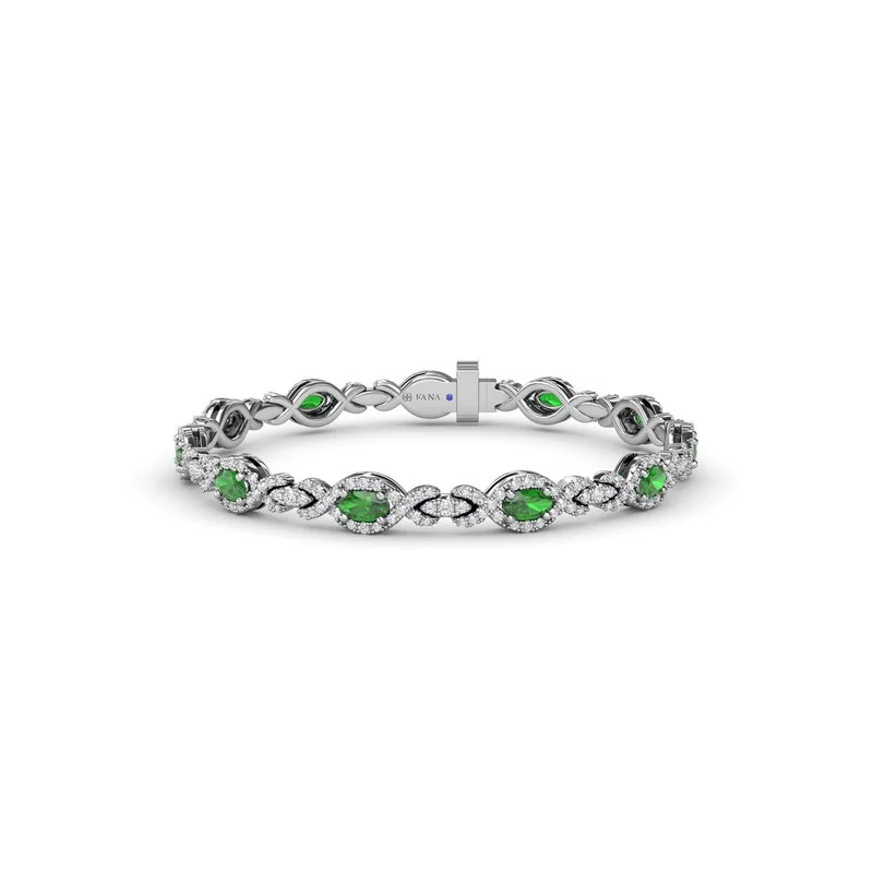 Ladies bracelets roam glow -Love Knot Emerald and Diamond Bracelet B1884E