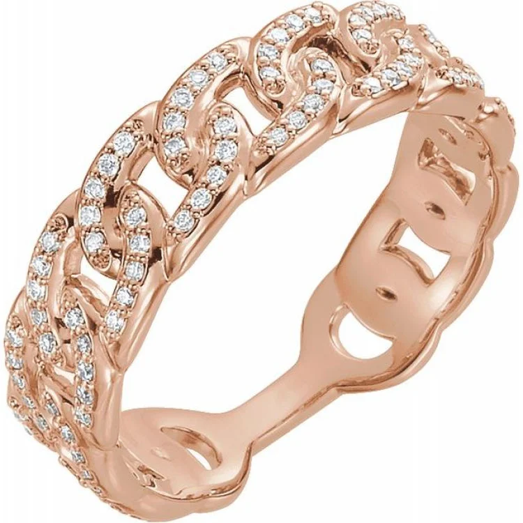 Ladies rings pearl elegance -14K Rose 1/4 CTW Diamond Stackable Chain Link Ring