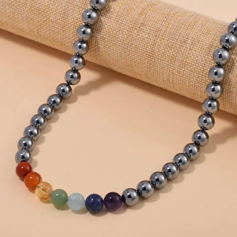 ladies necklaces embossed-Seven Chakra Beaded Necklace