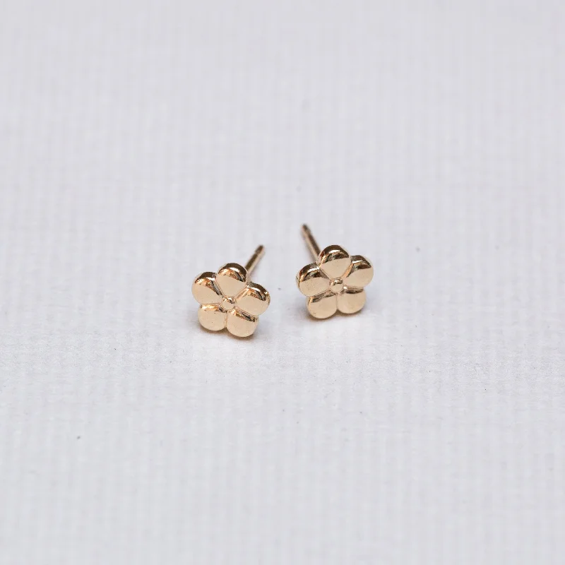 ladies earrings sterling silver-9ct Gold Cherry Blossom Flower Stud Earrings