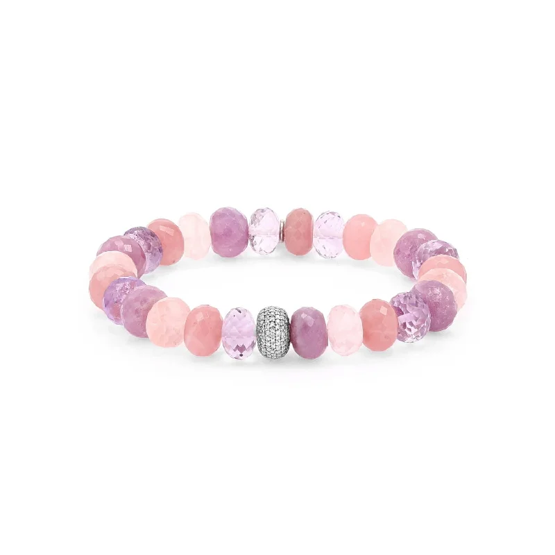 Ladies bracelets sail charm -Sunset Gemstone Mixed Bracelet with Diamond Donut B0003121