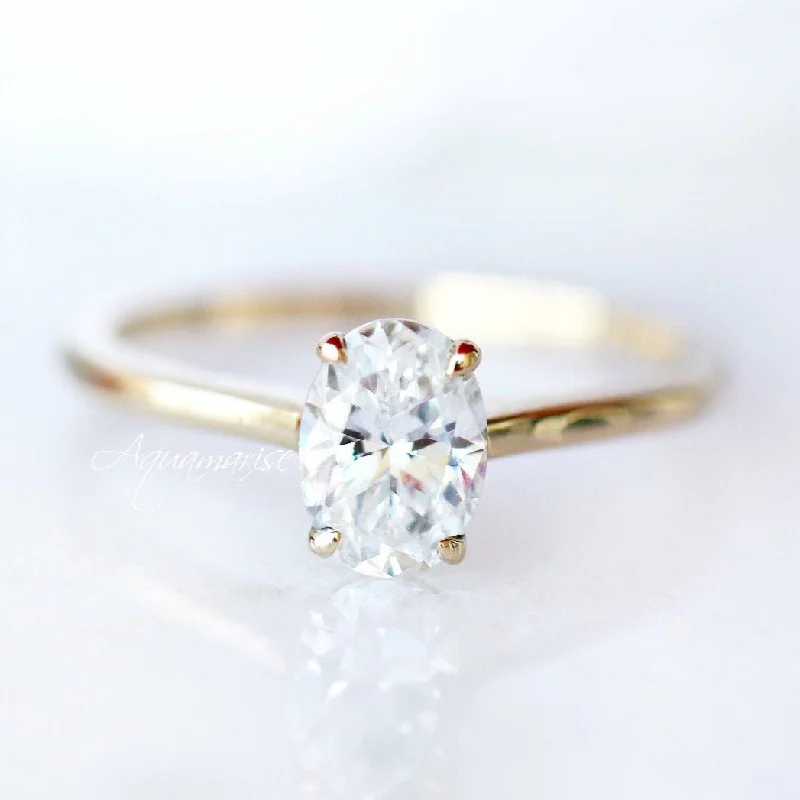 ladies engagement rings tribal-1CT Solitaire Moissanite Engagement Ring- 14K Solid Yellow Gold Diamond Ring