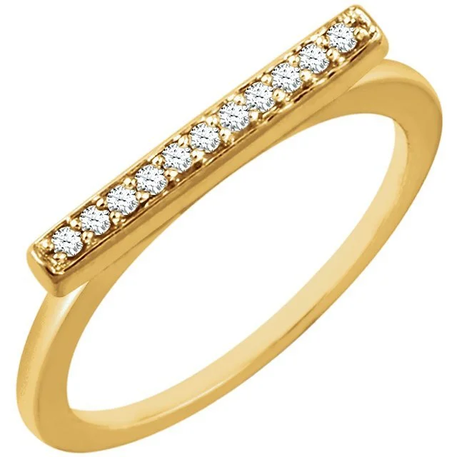 Ladies rings medieval sparkle -14KT GOLD 1/10 CTW DIAMOND BAR RING