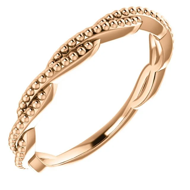 Ladies rings sister charm -14KT Gold Stackable Beaded Twist Ring