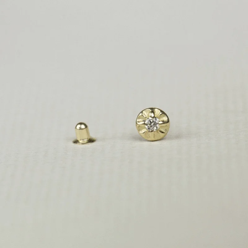 ladies earrings asymmetrical-Diamond Starburst Cartilage Earring in Yellow Gold