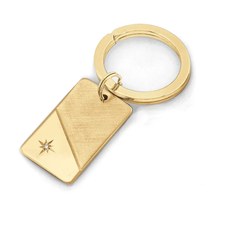 Ladies rings raw shine -Gold Finish Tu-Tone Key Ring with .05pt Diamond