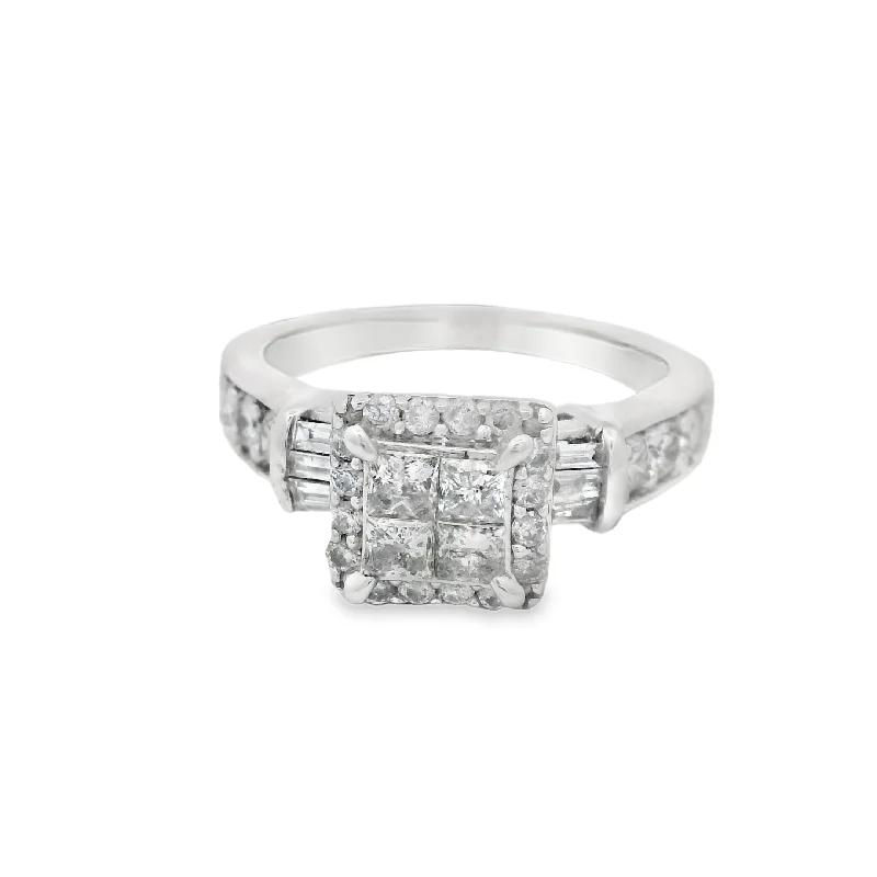 ladies engagement rings offers-Quad Princess Cut Accented Engagement Ring