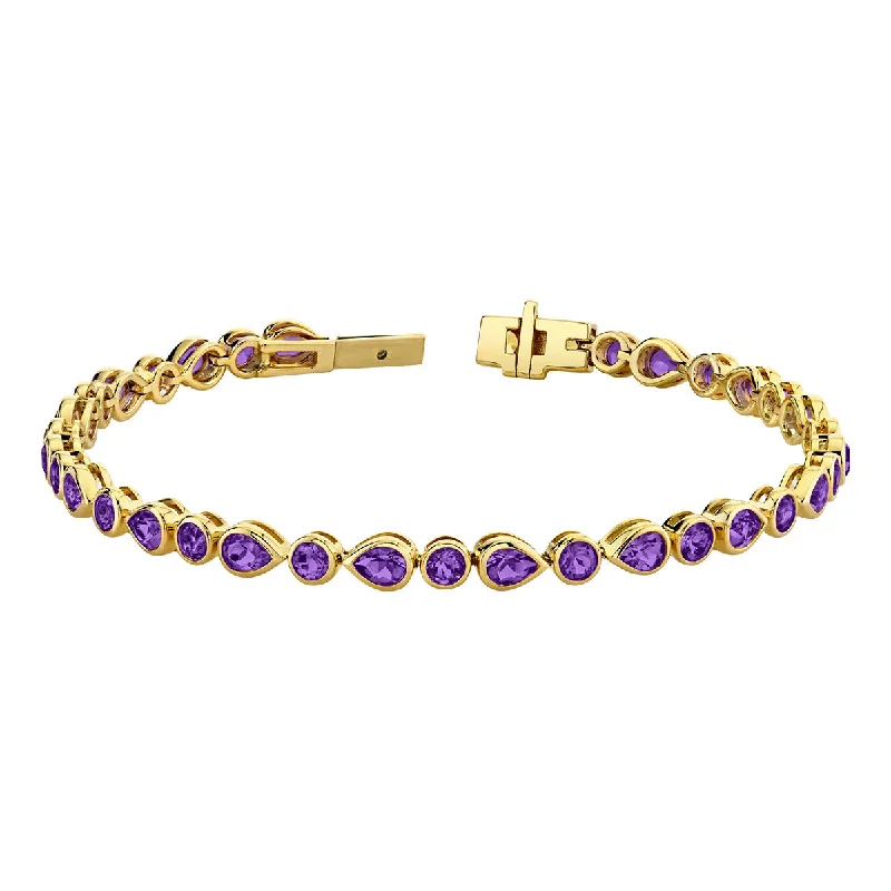 Ladies bracelets emerald radiance -Amethyst 14K Yellow Gold Bracelet