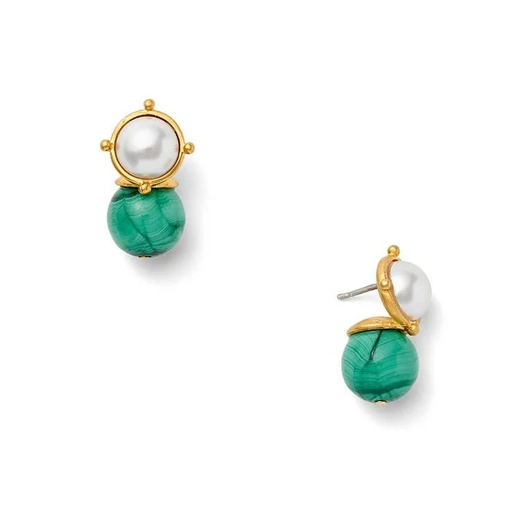 ladies earrings subtle-Earrings - Malachite Lady Earring