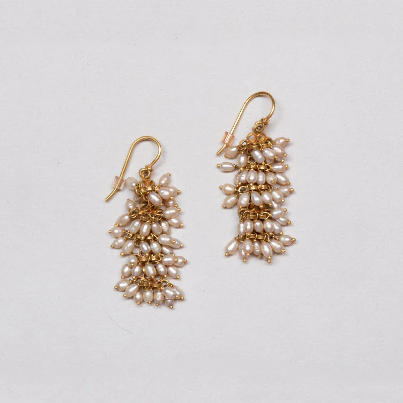 ladies earrings valentine-Gold Plated Earrings with Pearls