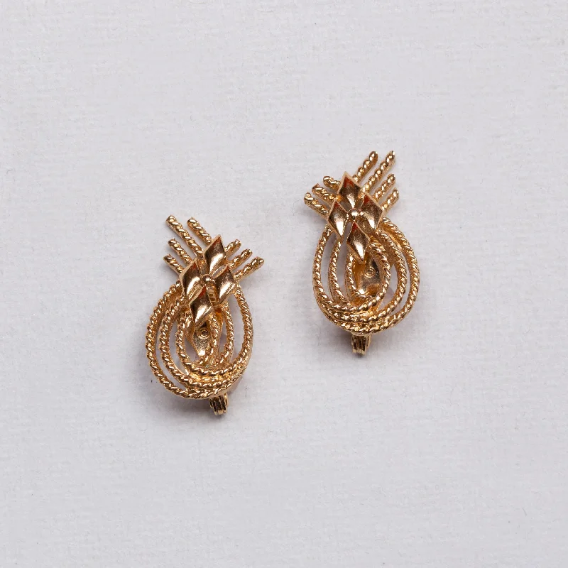 ladies earrings cartier-Vintage Monet Gold Rope Knot Clip-on Earrings