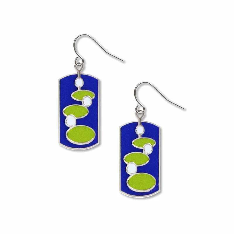 ladies earrings short-Abstract Water Lilies Earrings