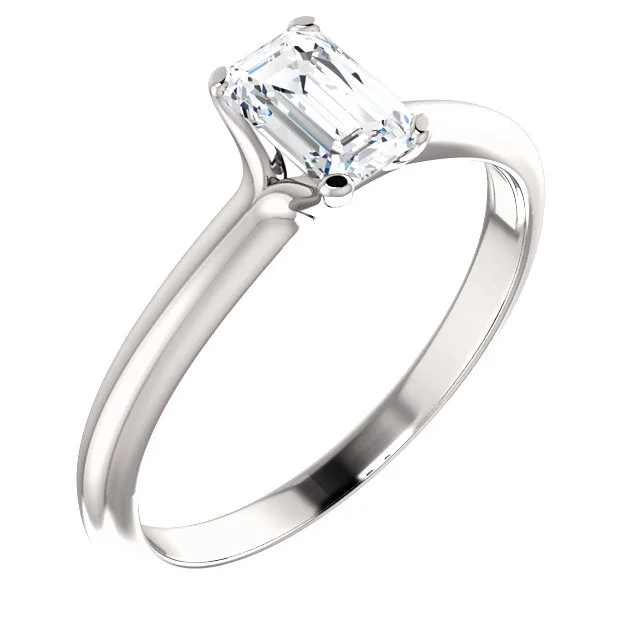 ladies engagement rings vintage style-Platinum Emerald Solitaire Engagement Ring 122005:679:P