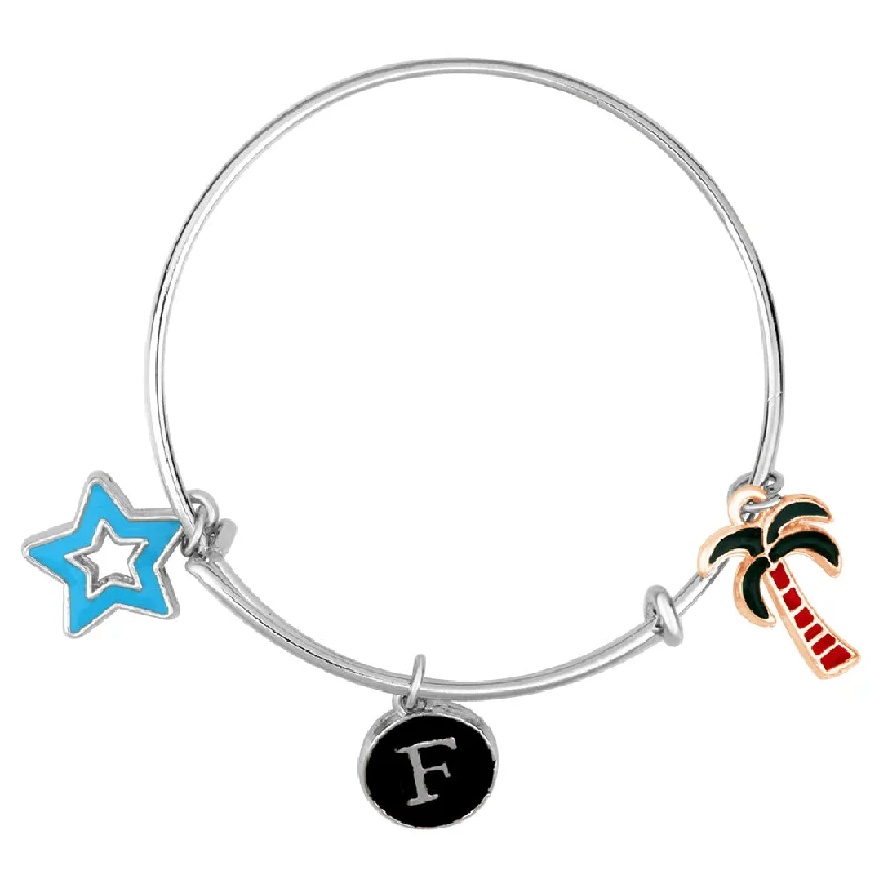 Ladies bracelets edge glow -Mahi F Letter Star & Coconut Tree Shaped Enamel Work Charms Kids Bracelets for Kids (BRK1100962M)