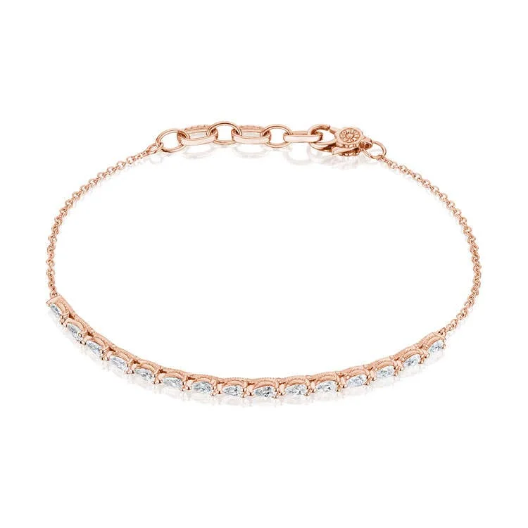 Ladies bracelets turquoise charm -Stilla | Pear Diamond Bracelet in 18k Rose Gold FB6757PK