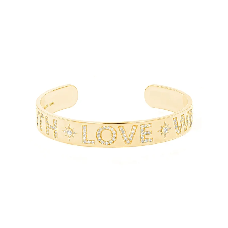 Ladies bracelets halo glow -14k Faith Love Wisdom Diamond Cuff Bracelet BG000710