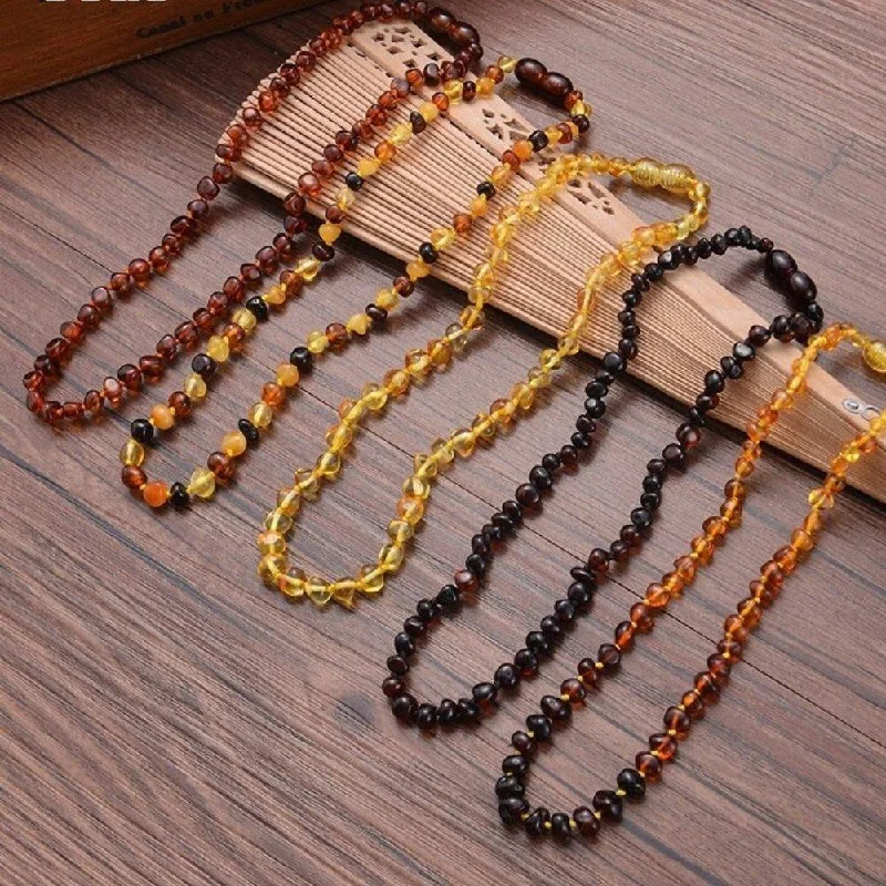 ladies necklaces travel-Earthy Amber Teething Necklace