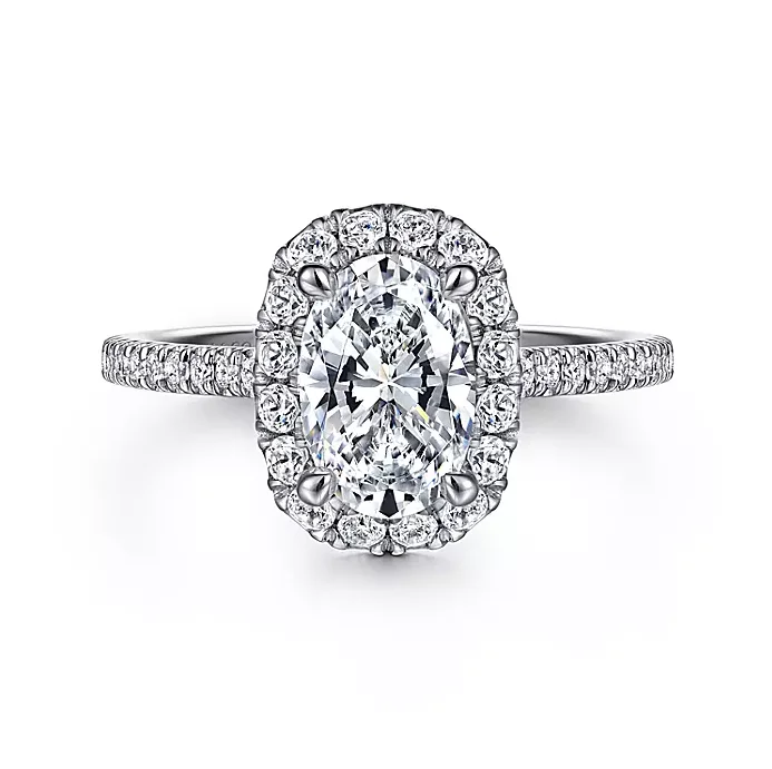 ladies engagement rings deals-Madelie - 14K White Gold Oval Halo Diamond Engagement Ring