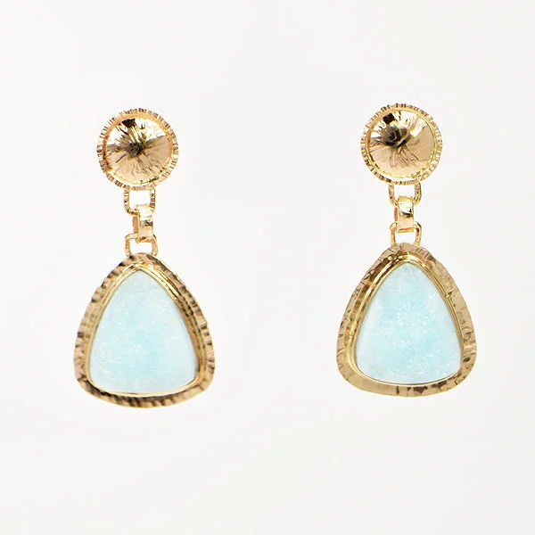 ladies earrings square-Drusy Hemimorphite Earrings