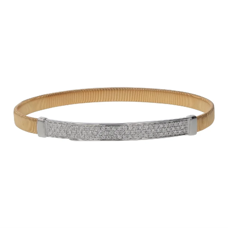 Ladies bracelets letter glow -Masai Diamond Bangle Bracelet in 18K Yellow and White Gold