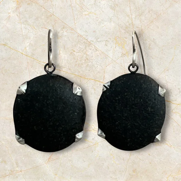 ladies earrings special occasion-Prong Set Basalt earrings