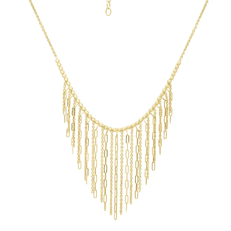 Ladies rings white gold charm -14K Fringe Necklace