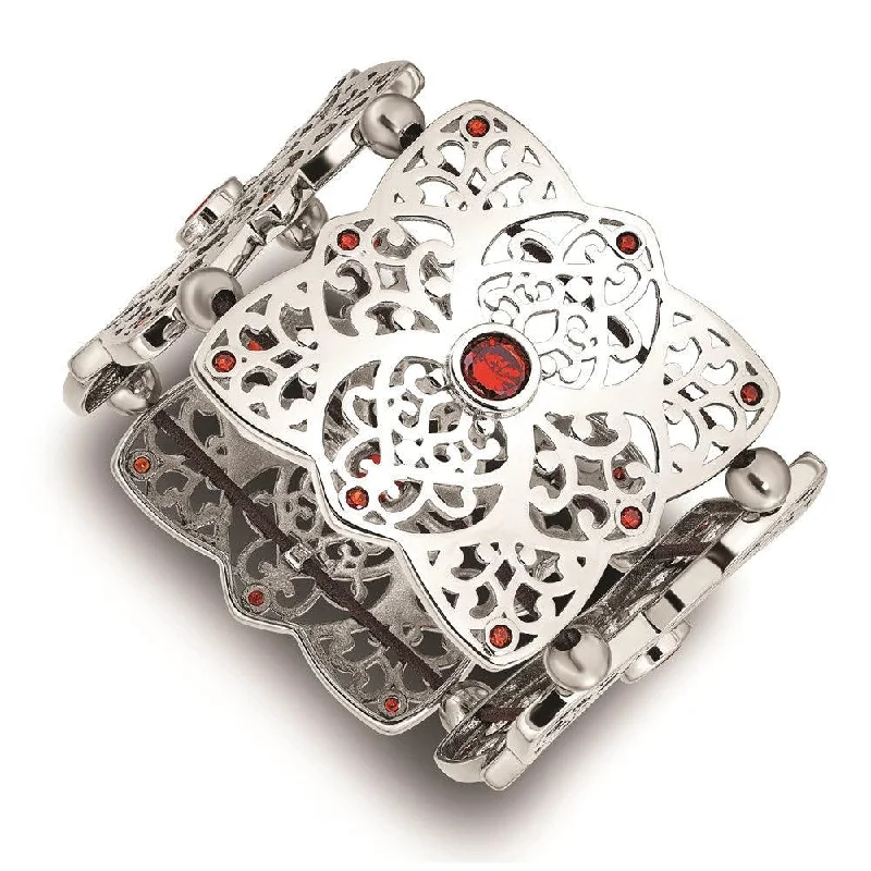 Ladies bracelets free spirit -Stainless Steel Red CZ Stretch Bracelet