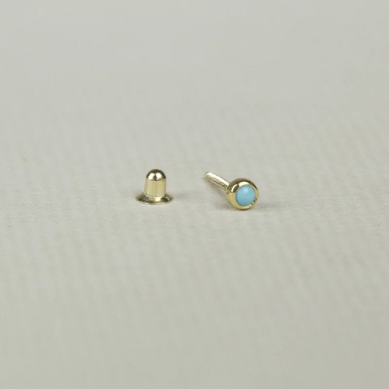 ladies earrings retro-Turquoise Blob Cartilage Screw Back Earring