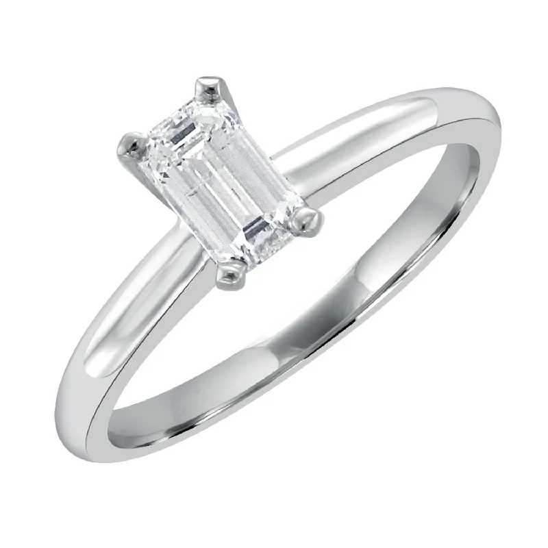 Ladies rings timeless glow -14KT WHITE GOLD 0.70CT EMERALD CUT DIAMOND SOLITAIRE RING