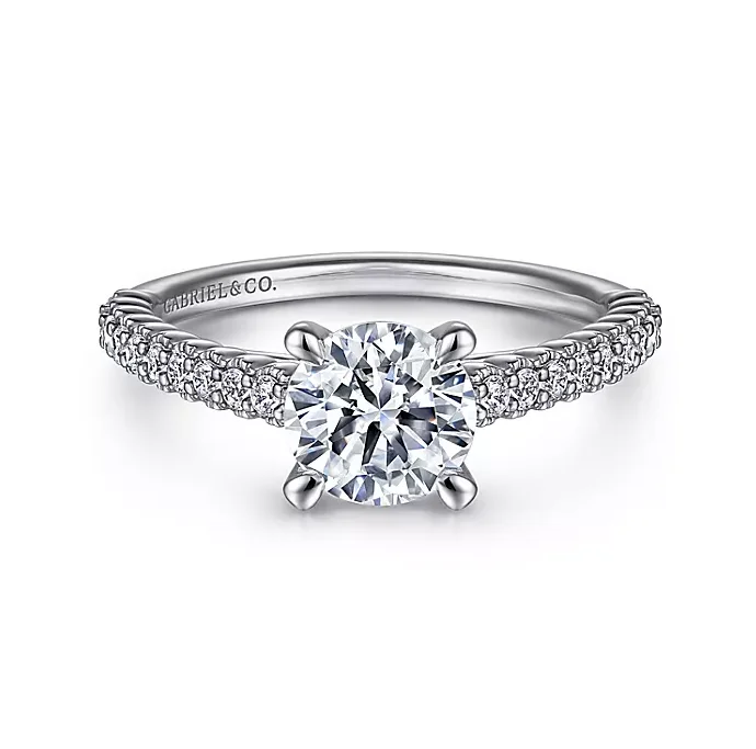 ladies engagement rings exclusive-Emberlyn - 14K White Gold Round Diamond Engagement Ring